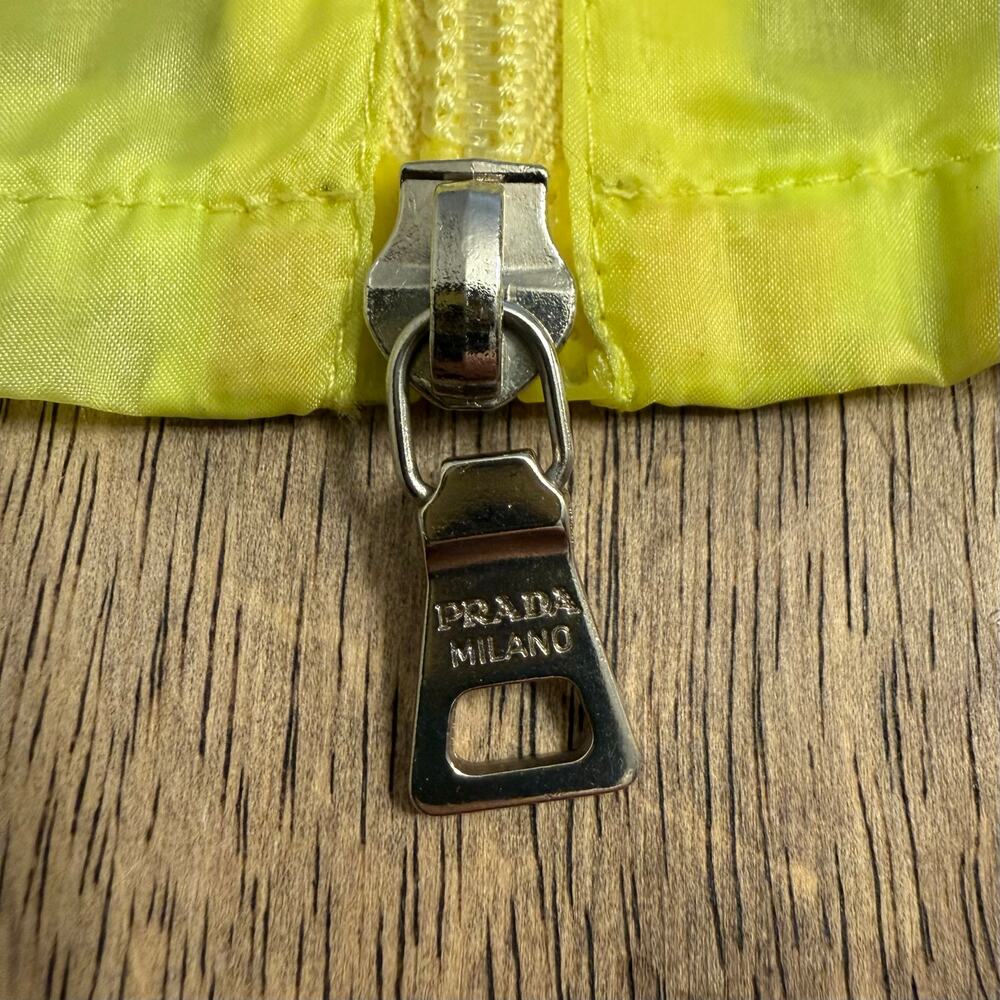 VTG 1999 PRADA Windbreaker Jacket Y2K Sheer Nylon Zip Neon Yellow Women’s Medium - Picture 11 of 12